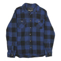 JACHS Mens Blue & Black Checked Cotton Shirt M Casual Button Front Chest Pockets