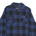 JACHS Mens Blue & Black Checked Cotton Shirt M Casual Button Front Chest Pockets