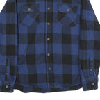 JACHS Mens Blue & Black Checked Cotton Shirt M Casual Button Front Chest Pockets
