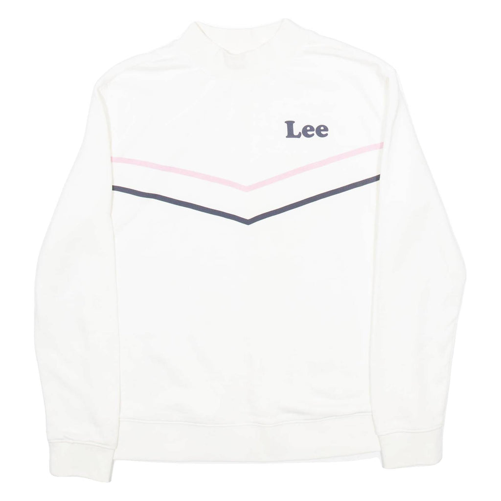 LEE Womens Sweatshirt White High Neck S