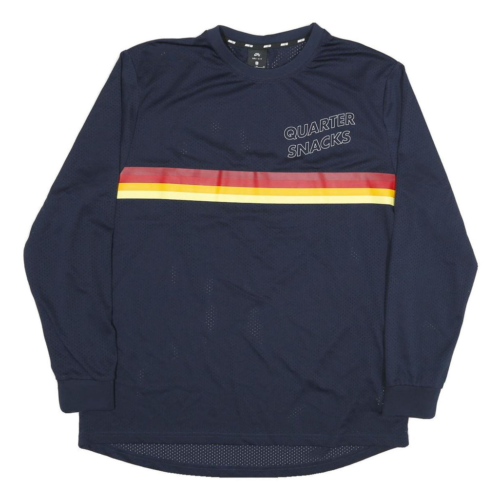 NIKE Mens Navy Blue Quarter Snacks Long Sleeve Crew Neck Polyester Blend XL