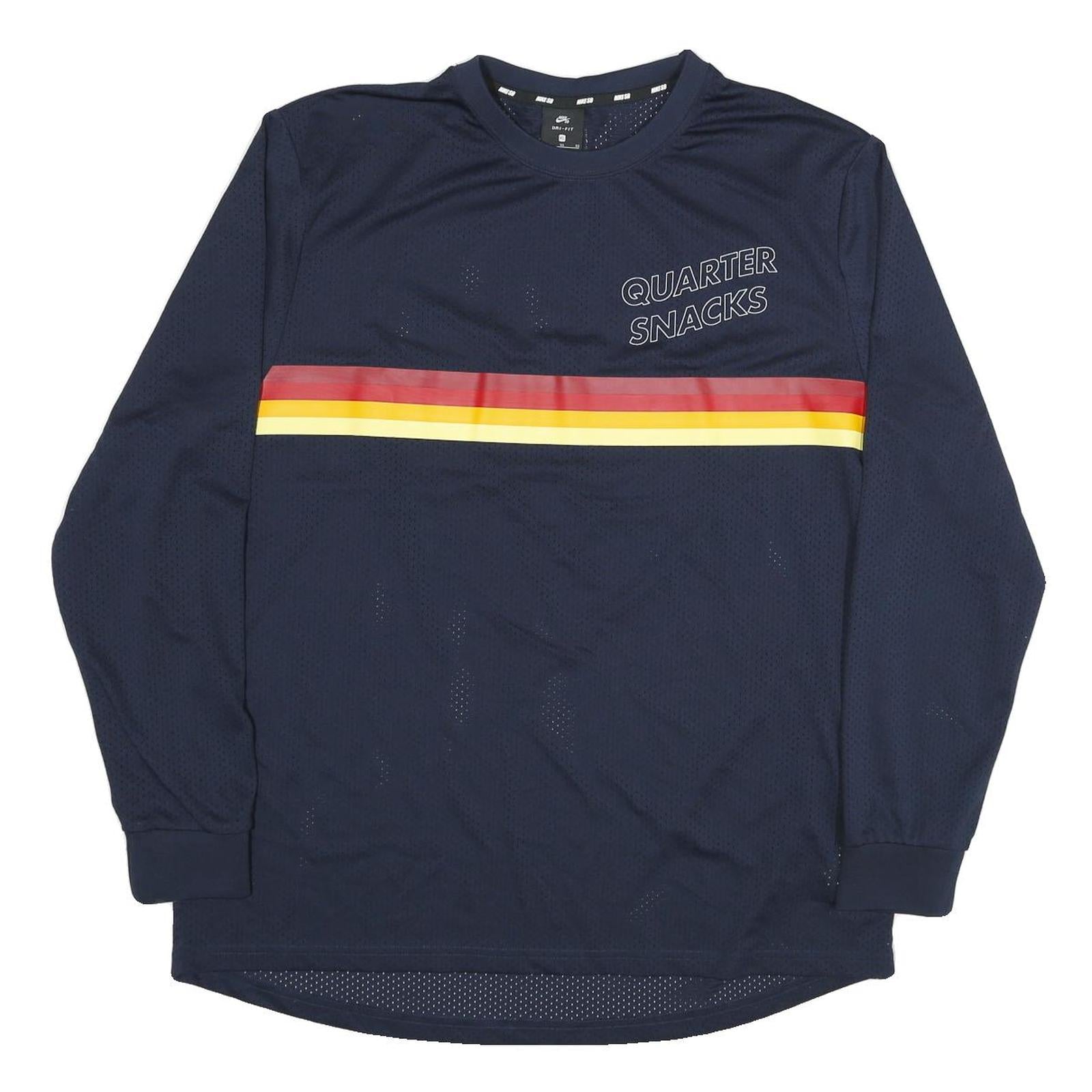 NIKE Mens Navy Blue Quarter Snacks Long Sleeve Crew Neck Polyester Blend XL