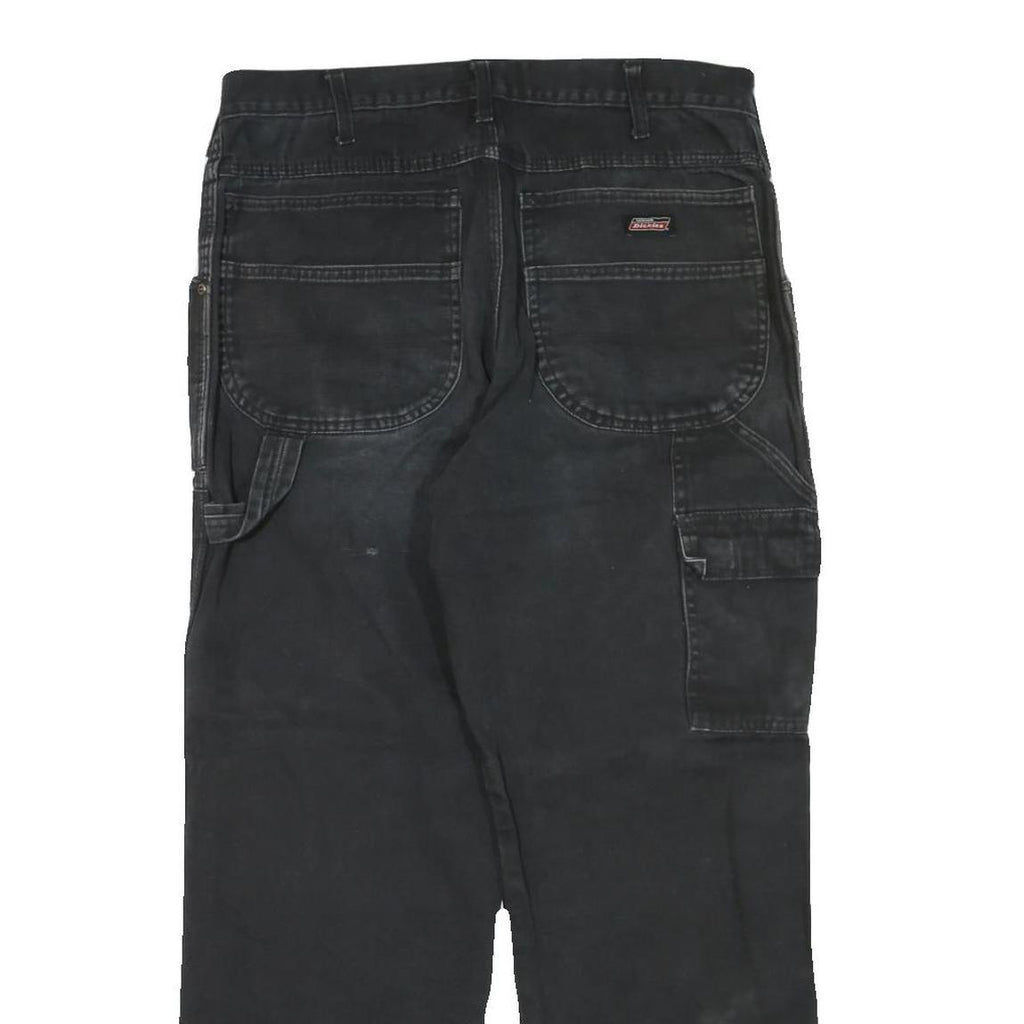 DICKIES Mens Black Regular Fit Straight Denim Jeans W34 L29 Workwear Zip Closure