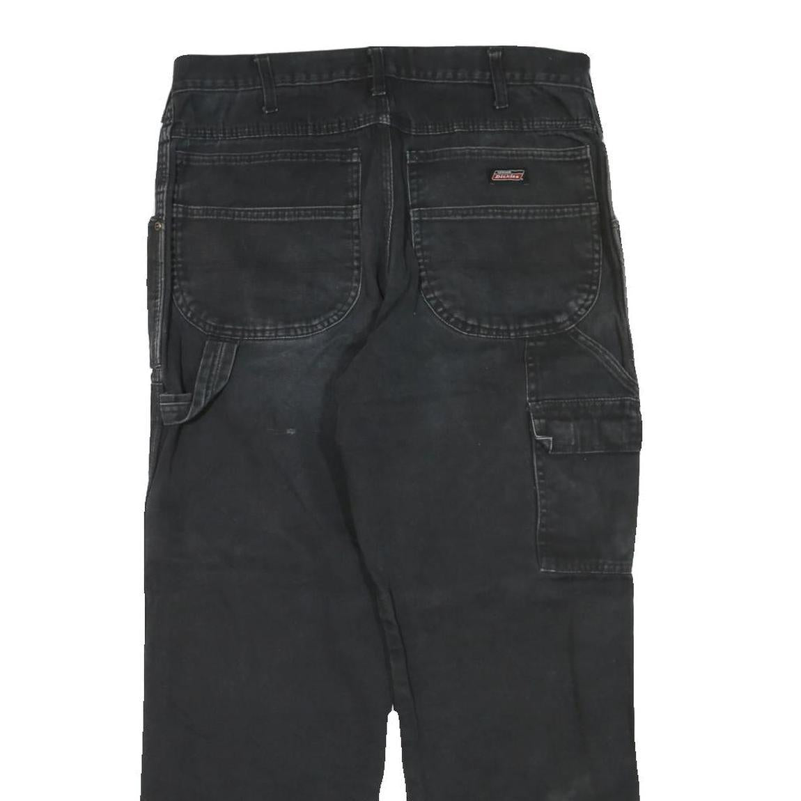 DICKIES Mens Black Regular Fit Straight Denim Jeans W34 L29 Workwear Zip Closure