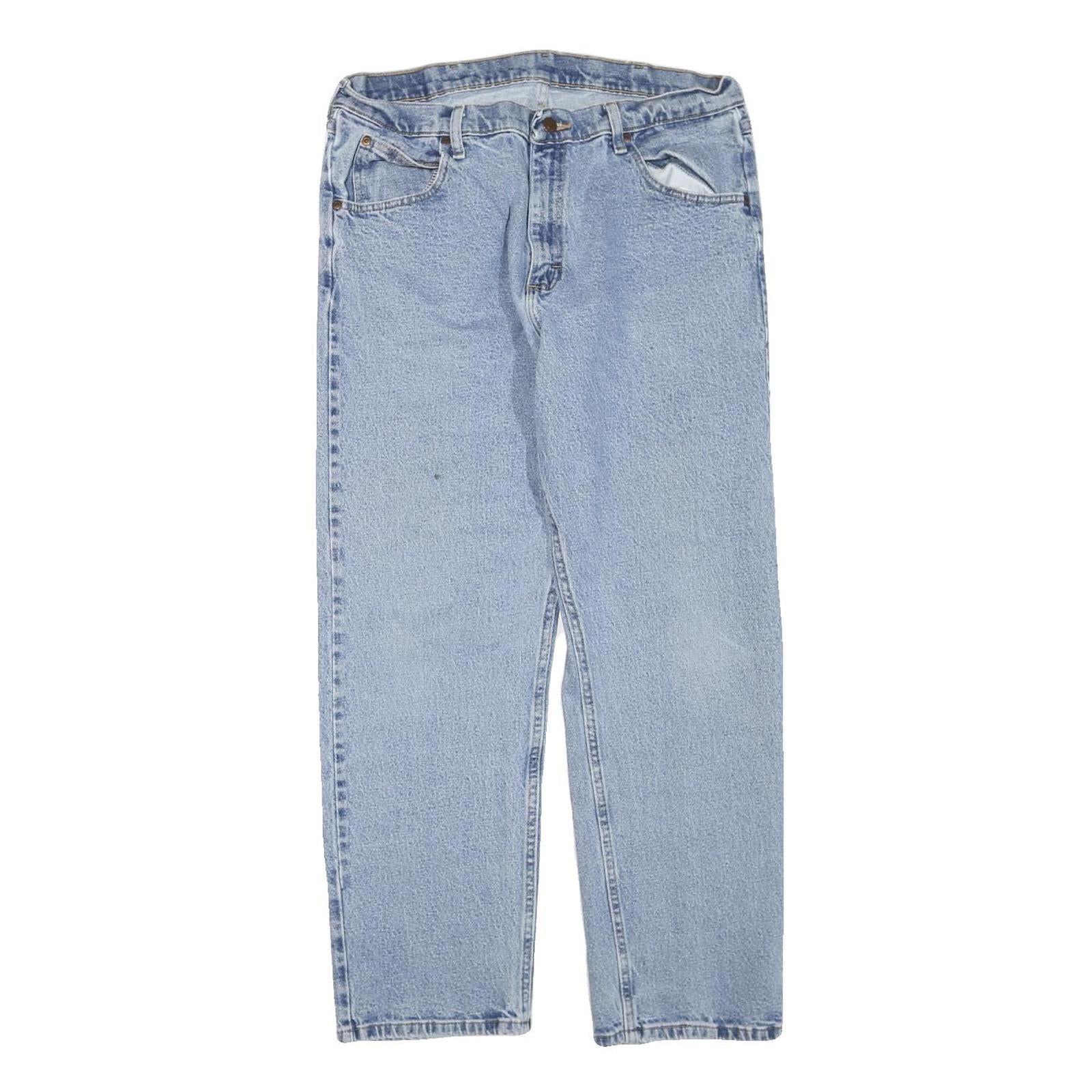 WRANGLER Womens Light Blue Regular Straight Denim Jeans W34 L30 Zip Cotton Blend