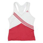 ADIDAS Womens White & Red Sports Top Sleeveless V-Neck S Performance Activewear