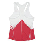 ADIDAS Womens White & Red Sports Top Sleeveless V-Neck S Performance Activewear