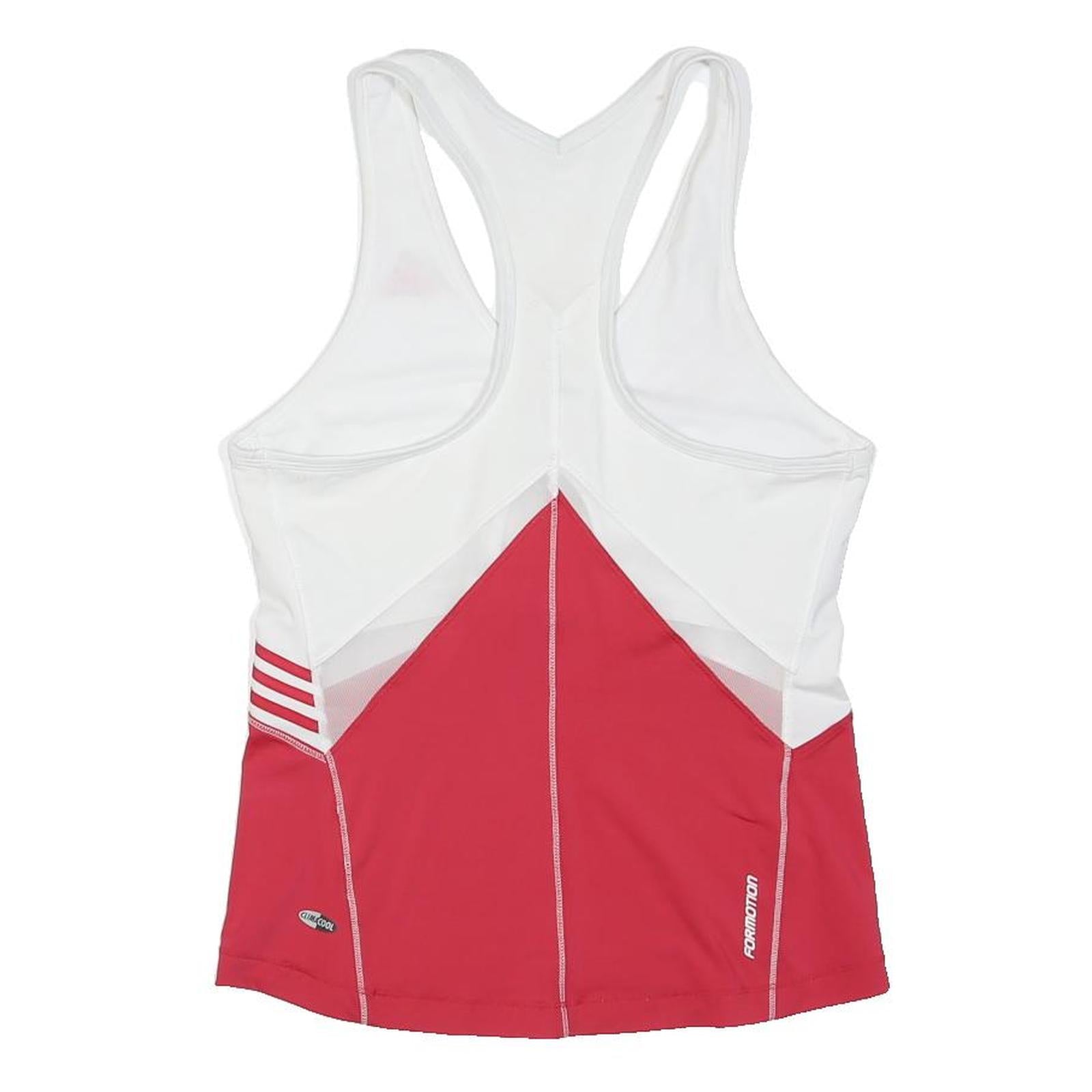 ADIDAS Womens White & Red Sports Top Sleeveless V-Neck S Performance Activewear