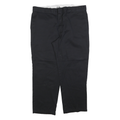 DICKIES Mens Regular Fit Black Trousers W42 L30 Cotton Blend Zip Closure