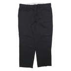 DICKIES Mens Regular Fit Black Trousers W42 L30 Cotton Blend Zip Closure