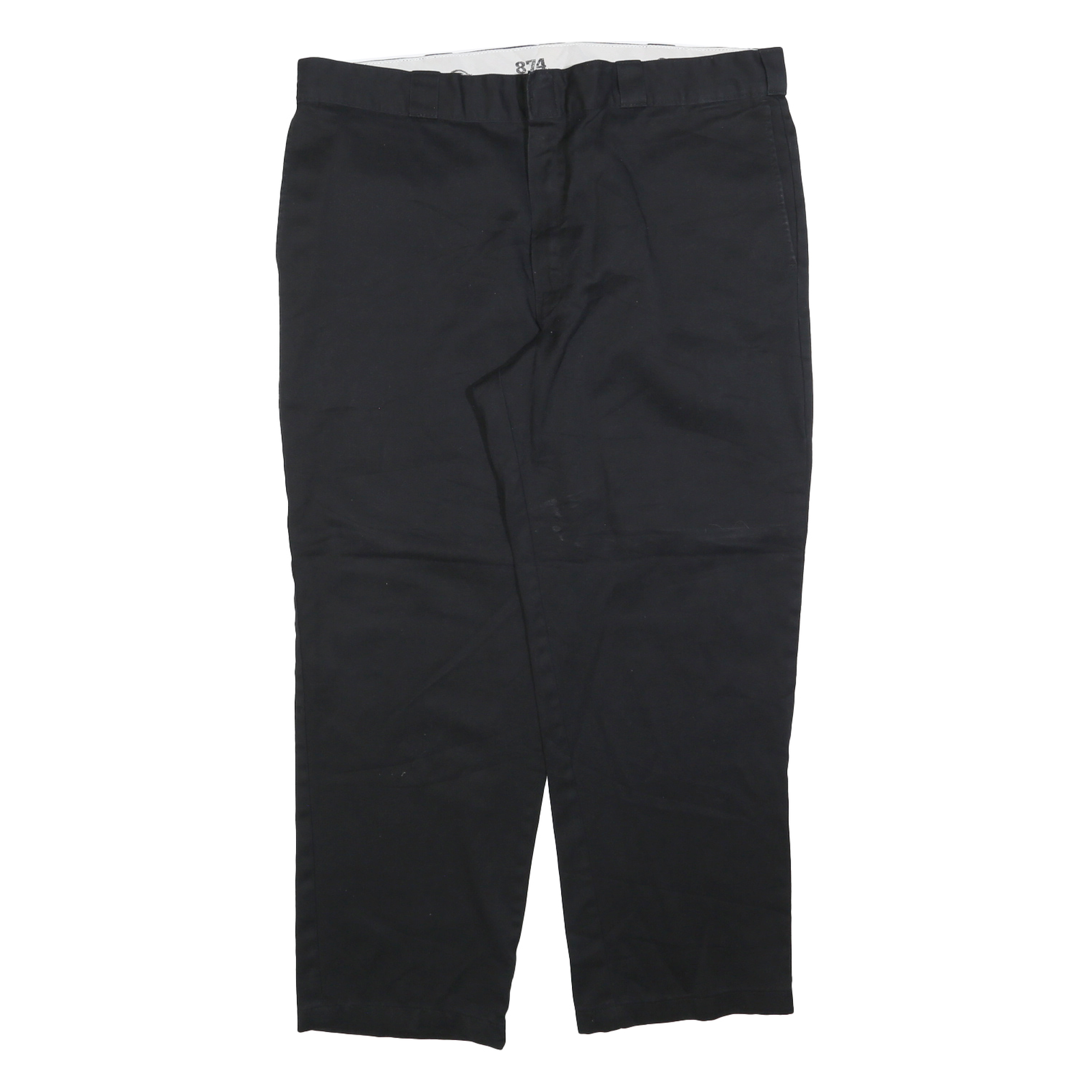 DICKIES Mens Regular Fit Black Trousers W42 L30 Cotton Blend Zip Closure
