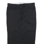 DICKIES Mens Regular Fit Black Trousers W42 L30 Cotton Blend Zip Closure