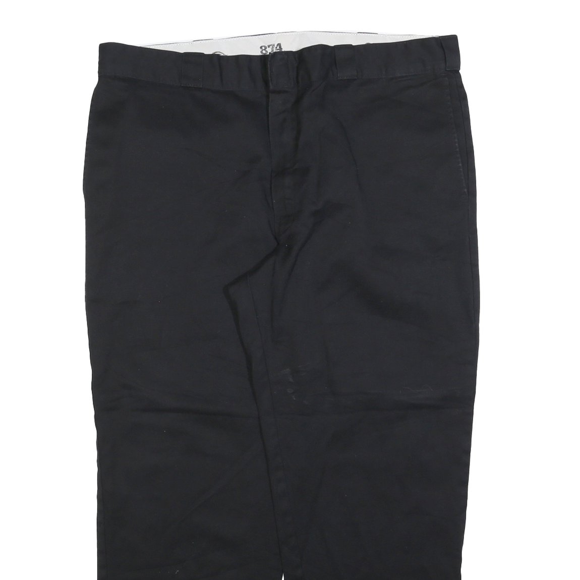 DICKIES Mens Regular Fit Black Trousers W42 L30 Cotton Blend Zip Closure