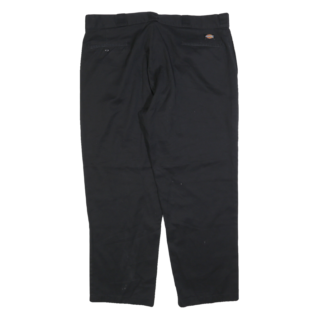 DICKIES Mens Regular Fit Black Trousers W42 L30 Cotton Blend Zip Closure