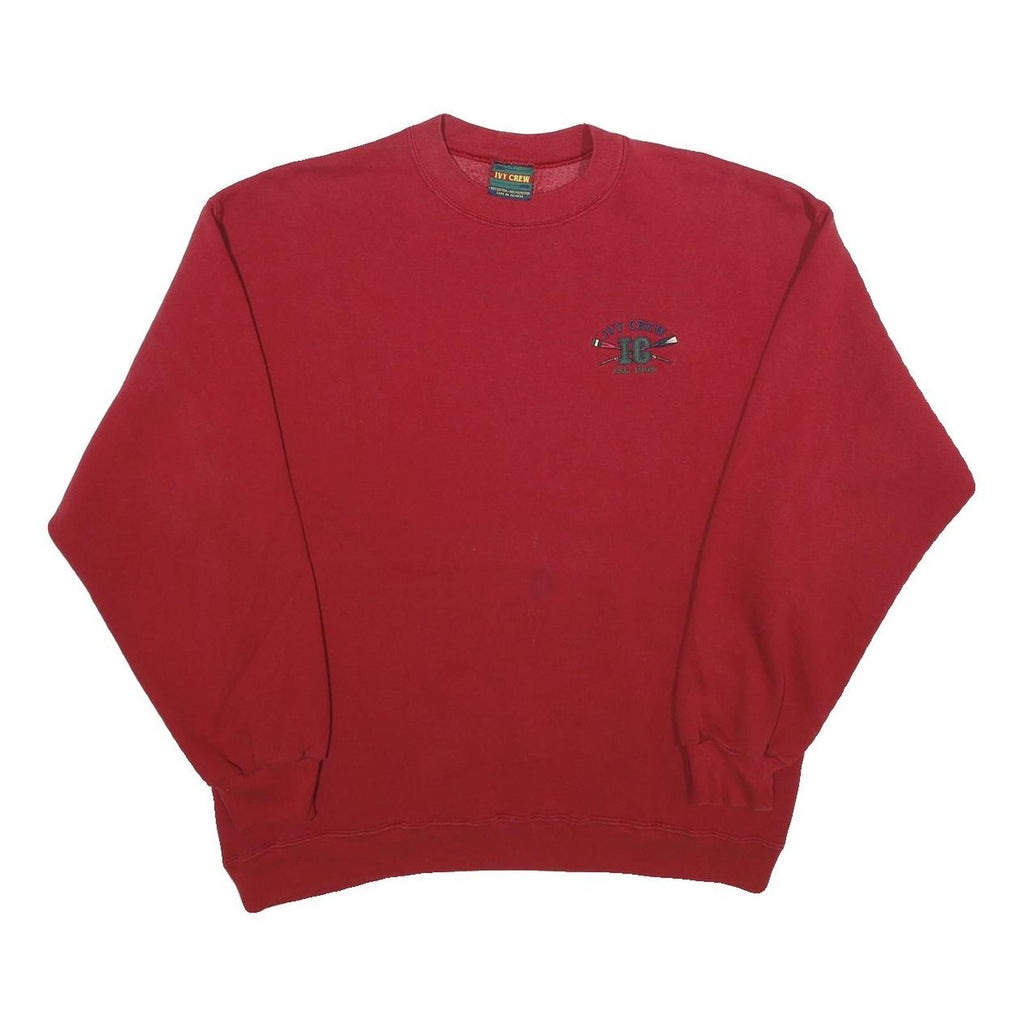 IVY CREW Mens Red Crew Neck L Sweatshirt Cotton Blend Casual Wear