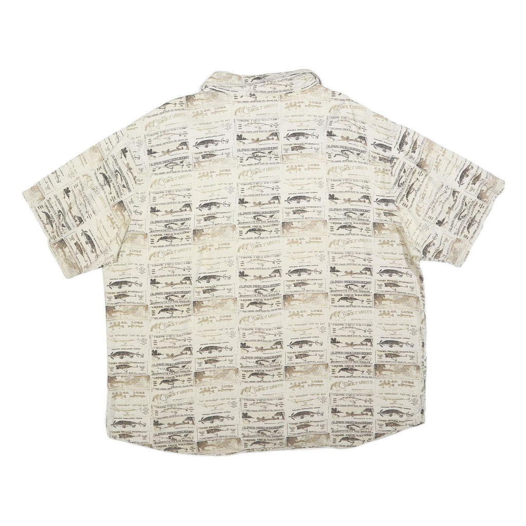 WOOLRICH Mens Cream & Brown Patterned Cotton Blend Shirt XL Casual Summer