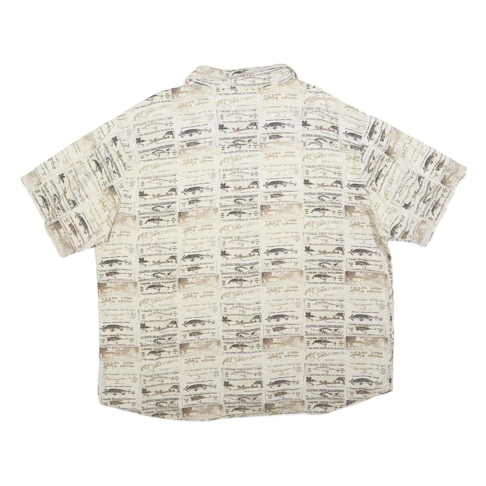 WOOLRICH Mens Cream & Brown Patterned Cotton Blend Shirt XL Casual Summer