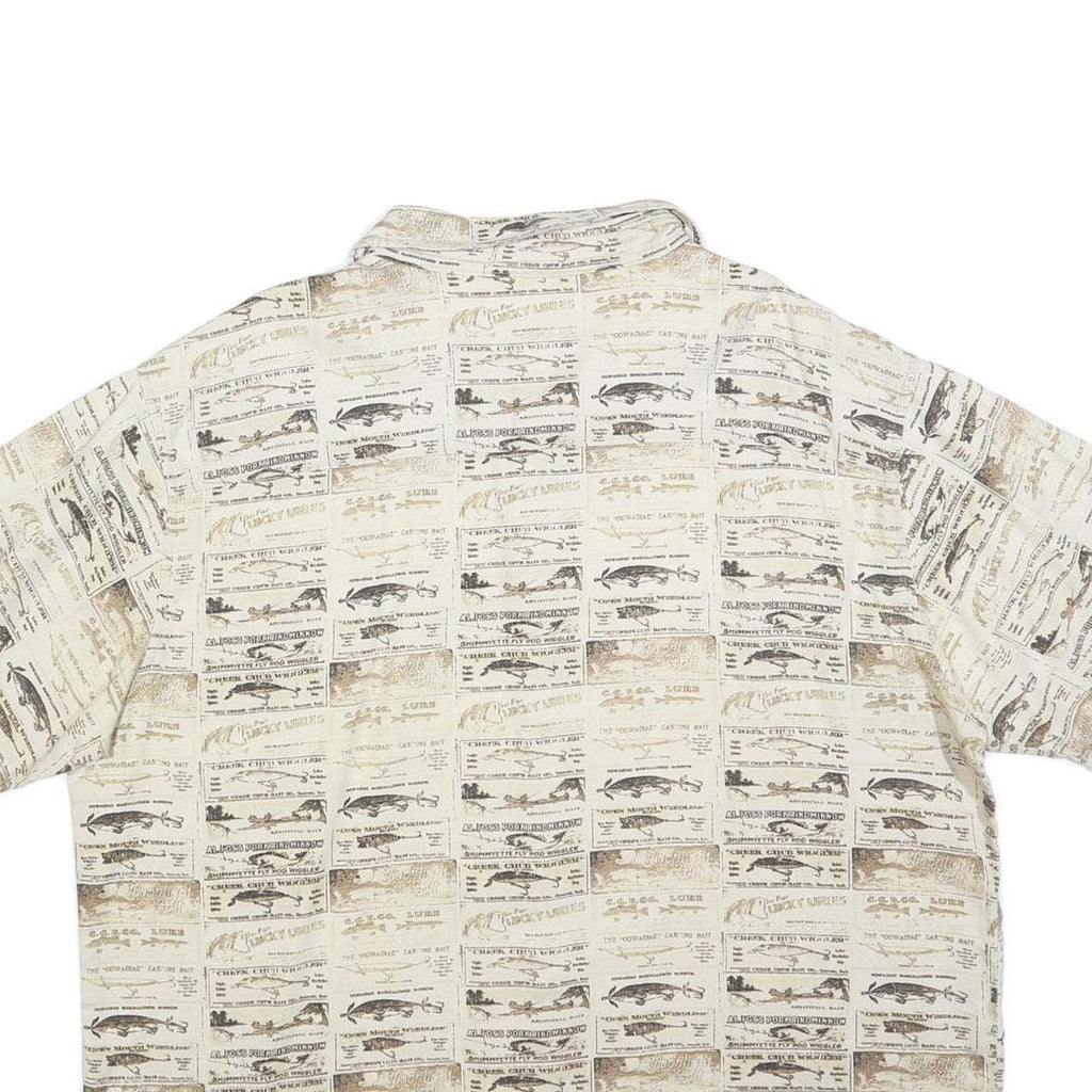 WOOLRICH Mens Cream & Brown Patterned Cotton Blend Shirt XL Casual Summer