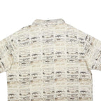 WOOLRICH Mens Cream & Brown Patterned Cotton Blend Shirt XL Casual Summer
