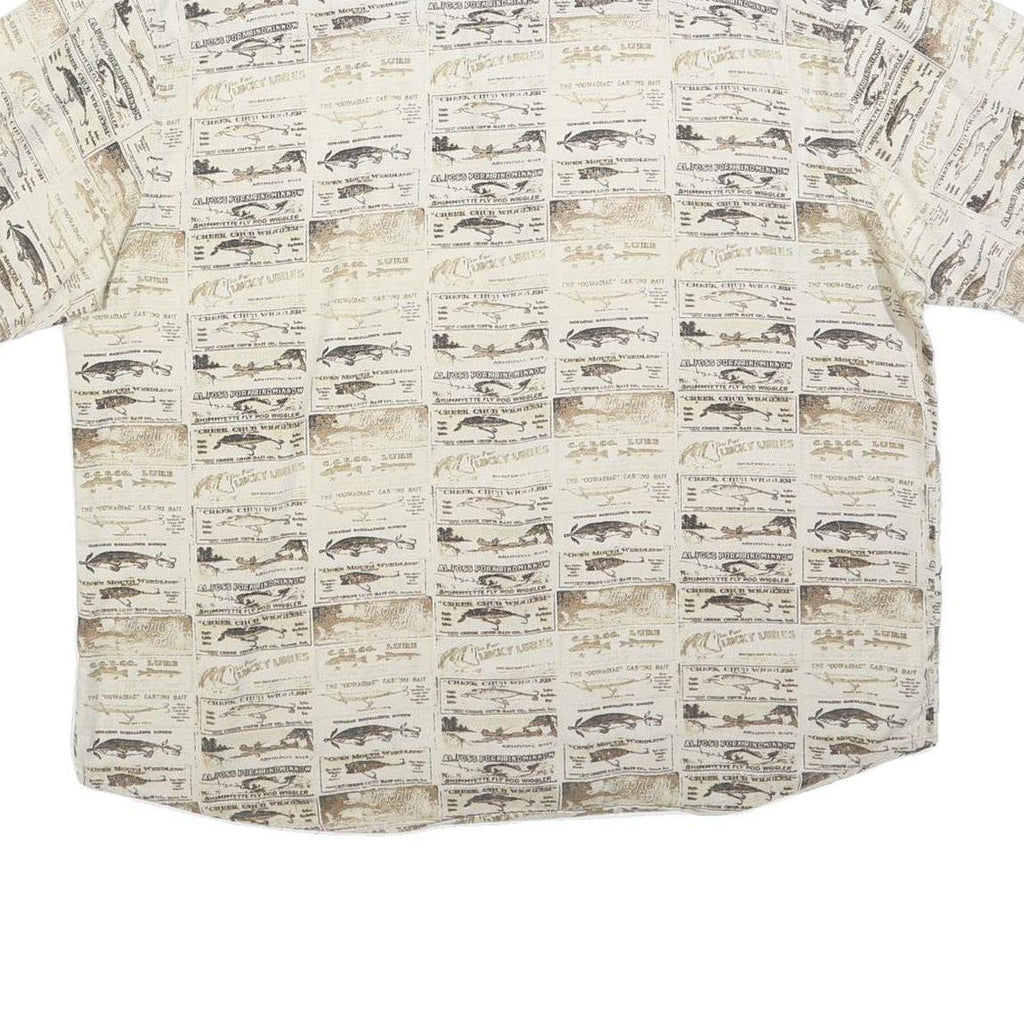 WOOLRICH Mens Cream & Brown Patterned Cotton Blend Shirt XL Casual Summer