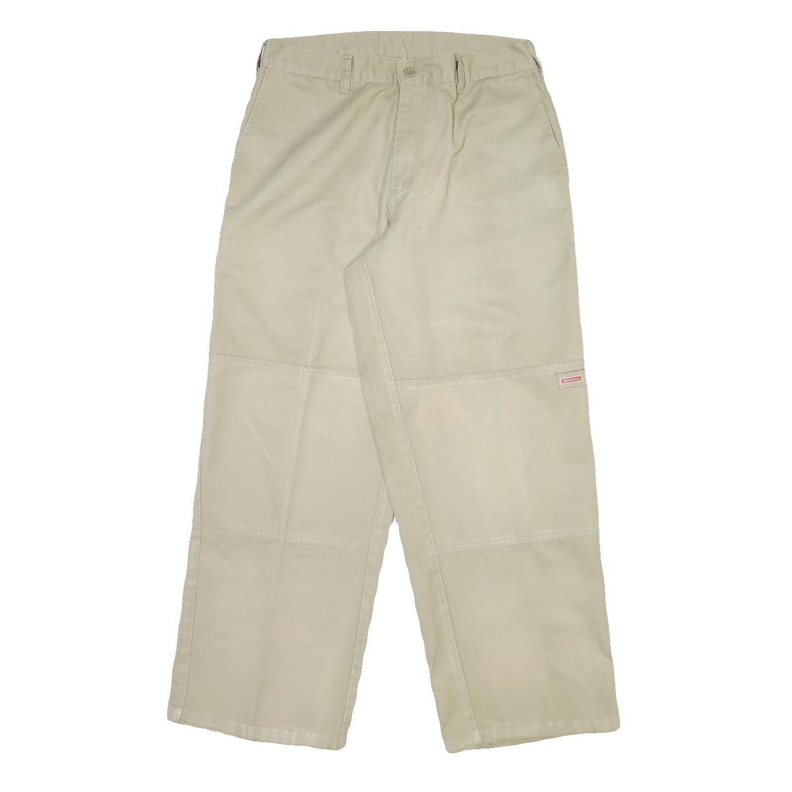 DICKIES Mens Cotton Blend Beige Regular Fit Straight Leg Trousers W32 L28