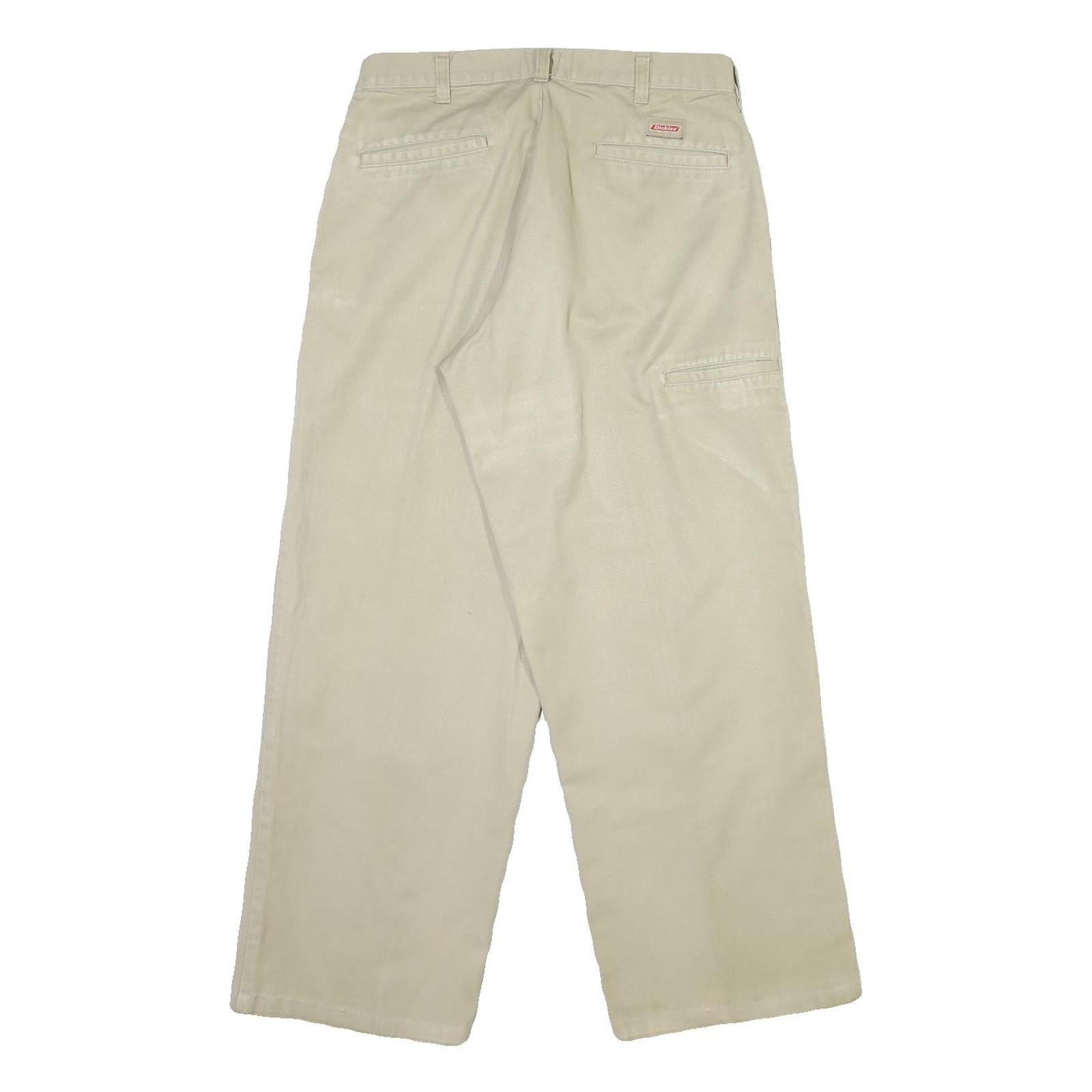 DICKIES Mens Cotton Blend Beige Regular Fit Straight Leg Trousers W32 L28