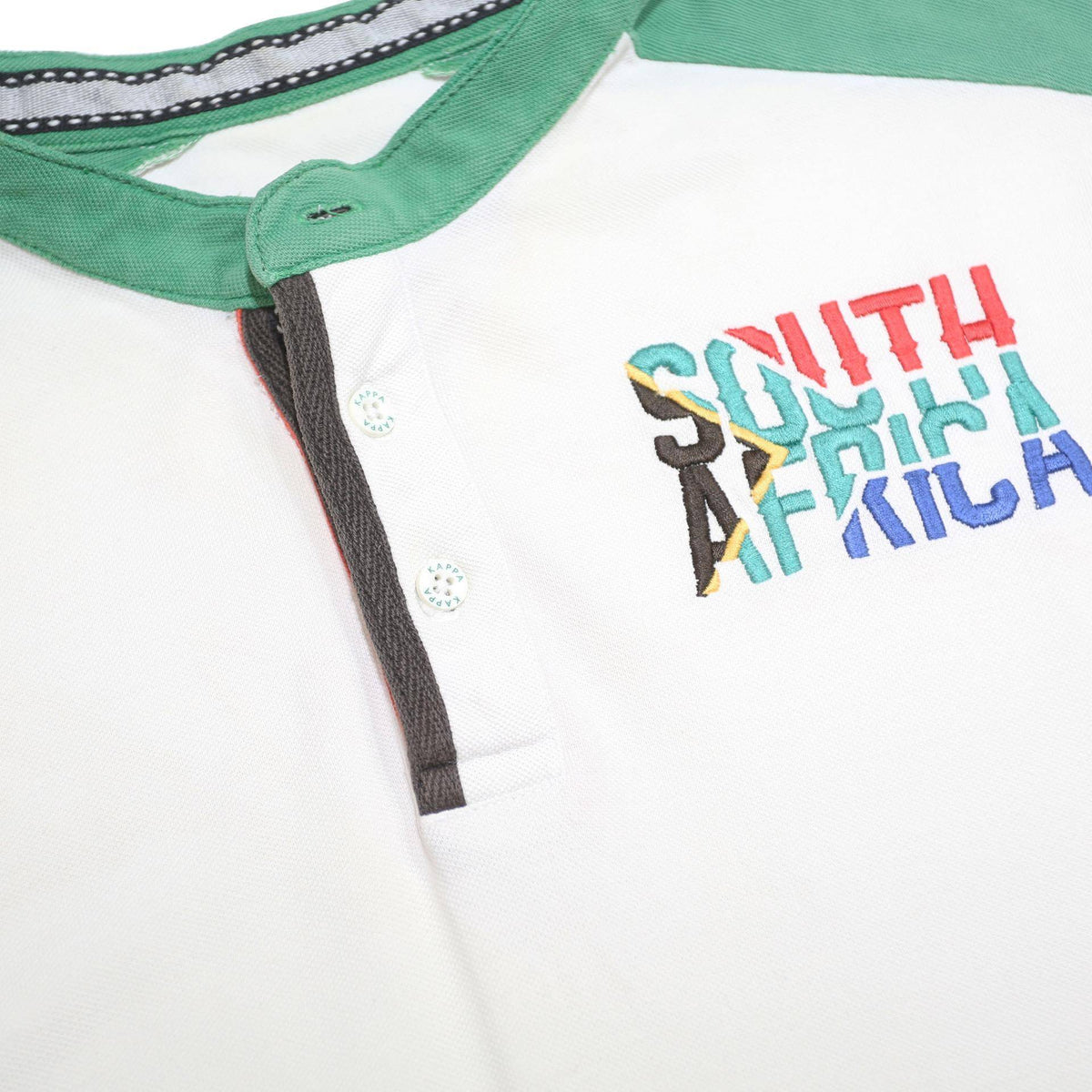 KAPPA Mens White Green & Yellow South Africa Short Sleeve Polo Shirt L Cotton