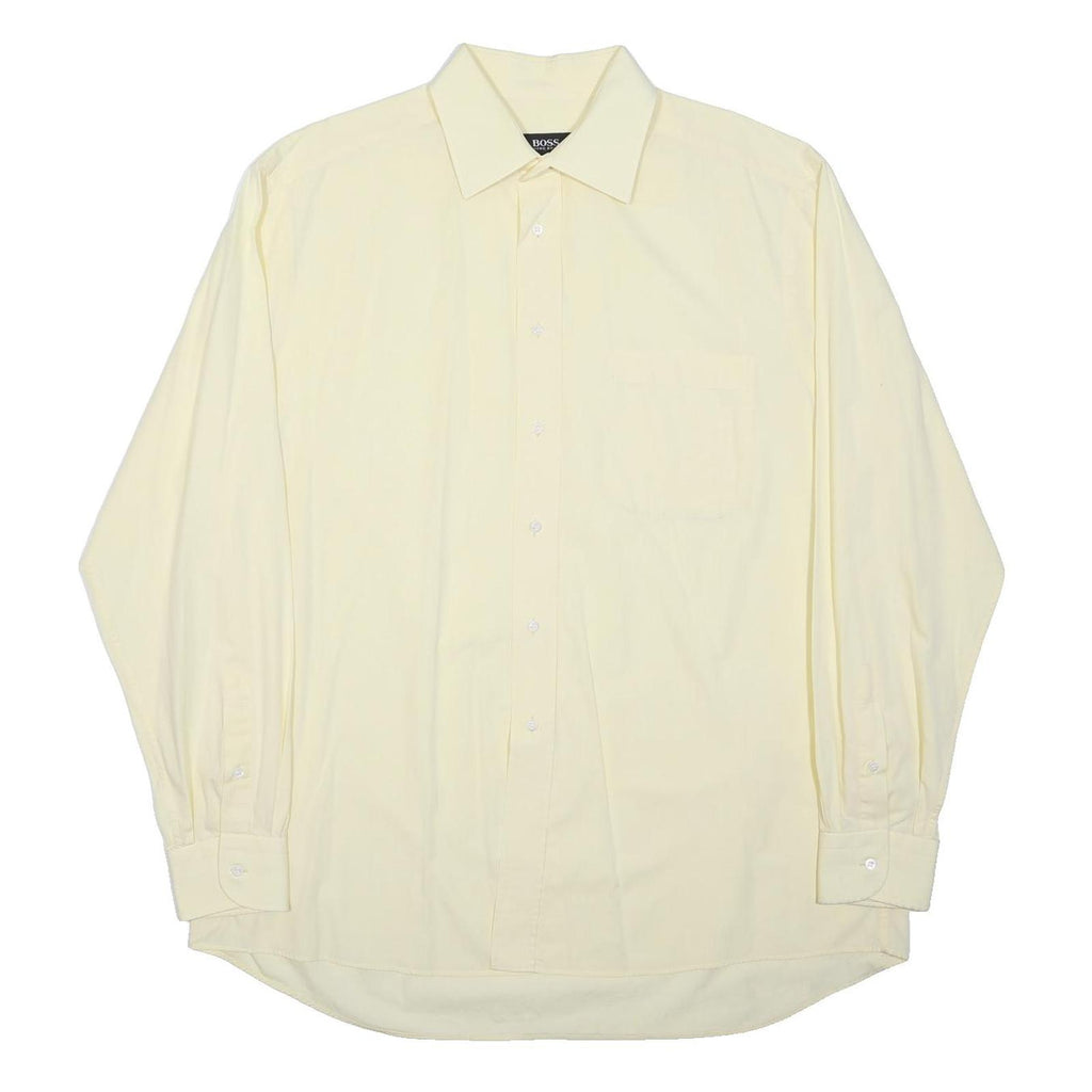RALPH LAUREN Mens Cream Plain Shirt XS Cotton Blend Classic Fit Button Collar