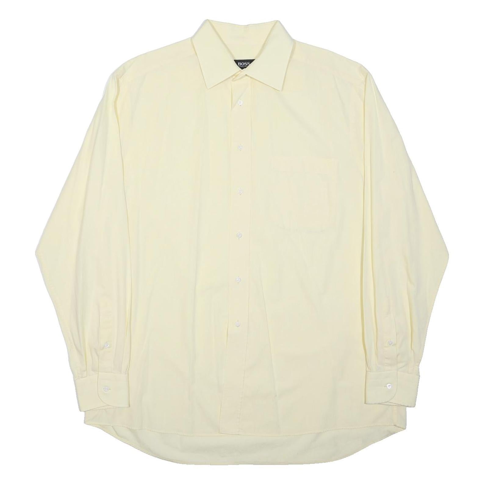 RALPH LAUREN Mens Cream Plain Shirt XS Cotton Blend Classic Fit Button Collar