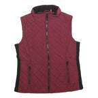 ANDREW MARC Womens Maroon & Black Quilted Zip Jacket M Polyester Sleeveless