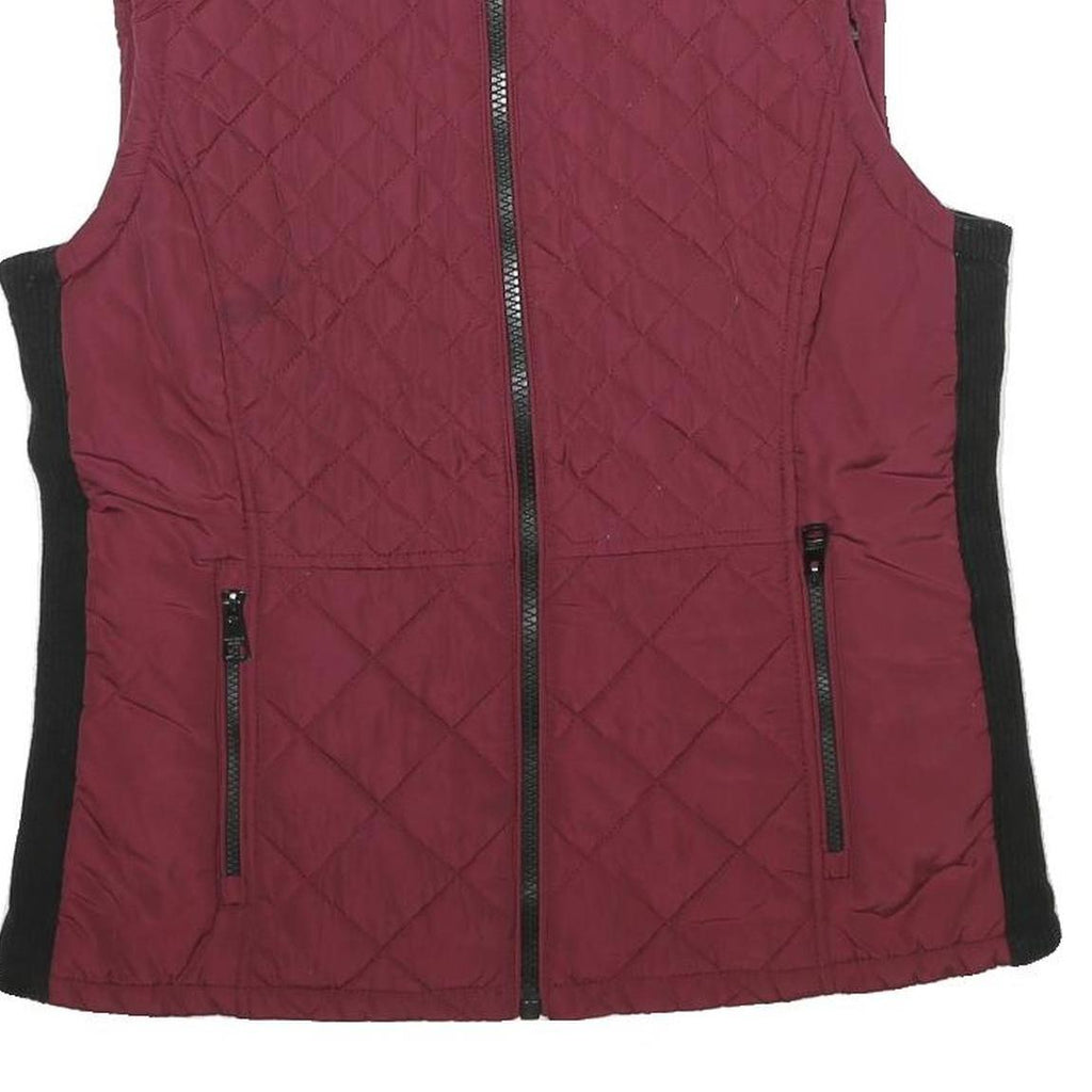 ANDREW MARC Womens Maroon & Black Quilted Zip Jacket M Polyester Sleeveless