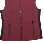 ANDREW MARC Womens Maroon & Black Quilted Zip Jacket M Polyester Sleeveless