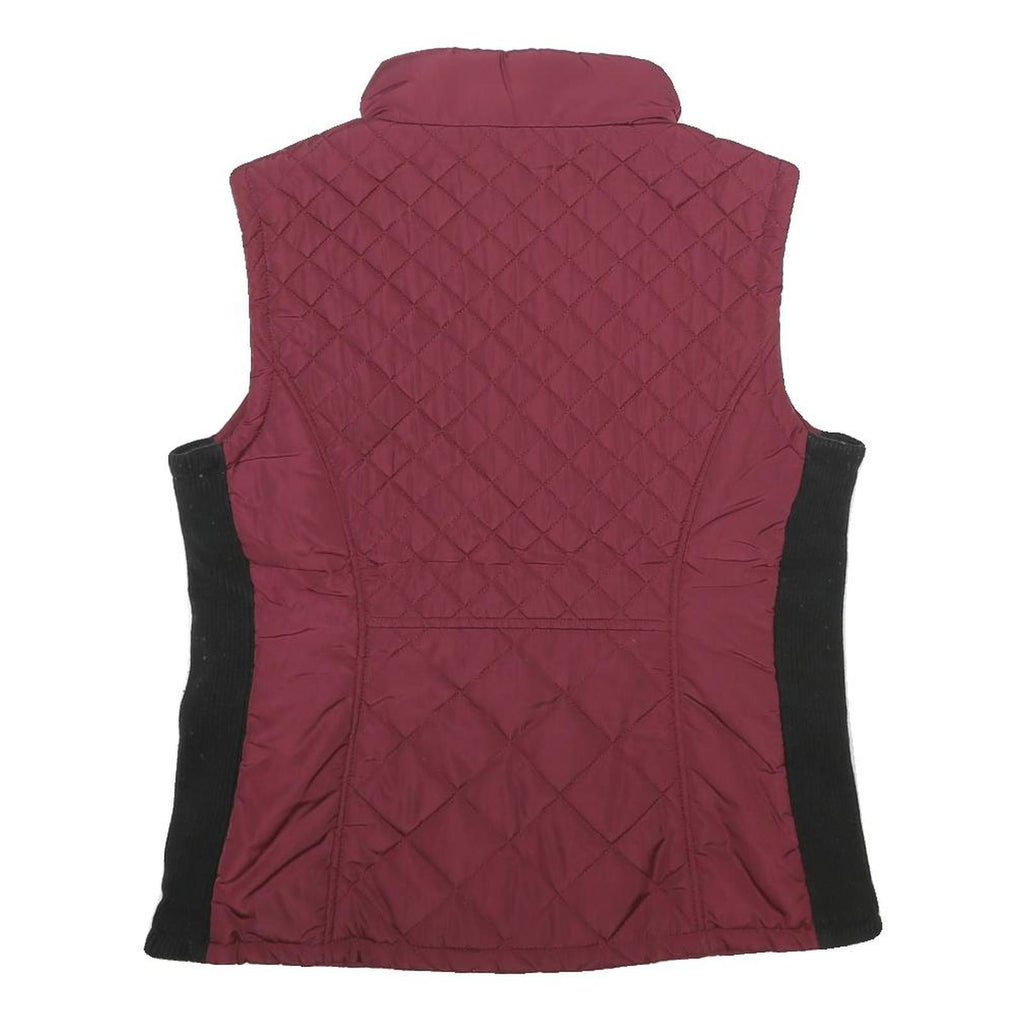 ANDREW MARC Womens Maroon & Black Quilted Zip Jacket M Polyester Sleeveless