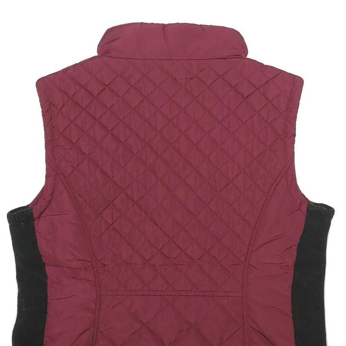ANDREW MARC Womens Maroon & Black Quilted Zip Jacket M Polyester Sleeveless
