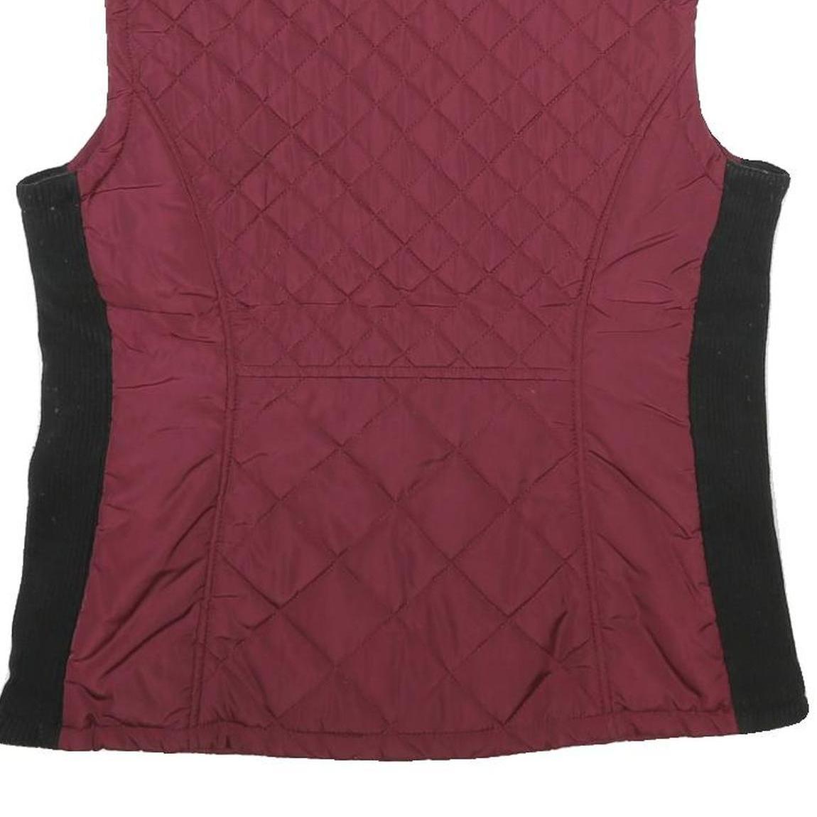 ANDREW MARC Womens Maroon & Black Quilted Zip Jacket M Polyester Sleeveless