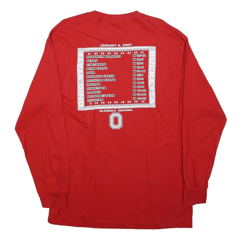 TRI LAKE Mens Red Ohio State Buckeyes Graphic T-Shirt L Long Sleeve Crew Neck