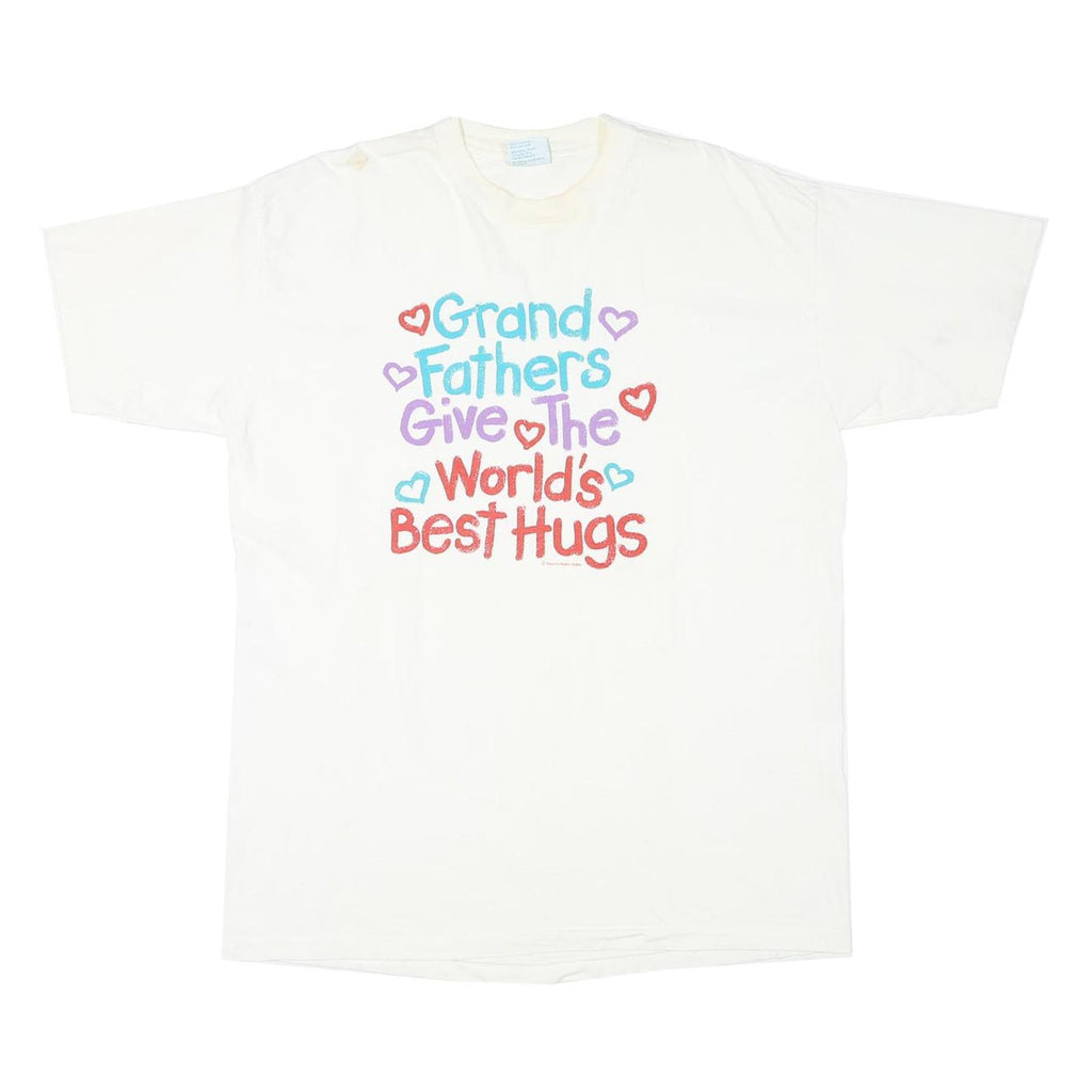 PEACOCK Mens White Grandfathers Give The Worlds Best Hugs Graphic T-Shirt XL