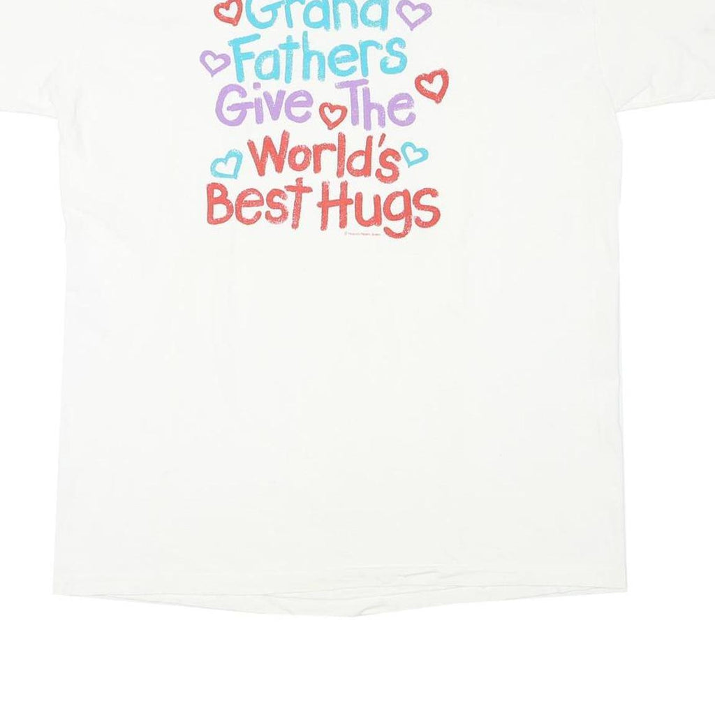 PEACOCK Mens White Grandfathers Give The Worlds Best Hugs Graphic T-Shirt XL
