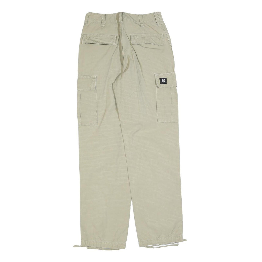 BAC Womens Relaxed Beige Cargo Trousers W25 L29 Cotton Blend Lightweight Zip