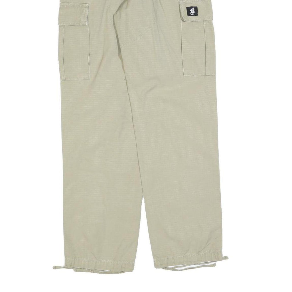 BAC Womens Relaxed Beige Cargo Trousers W25 L29 Cotton Blend Lightweight Zip