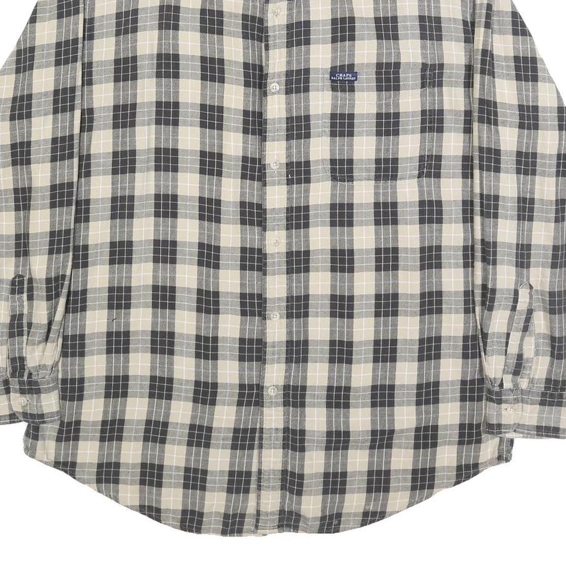 CHAPS RALPH LAUREN Mens Beige & Black Check Shirt L Casual Cotton Button-Down