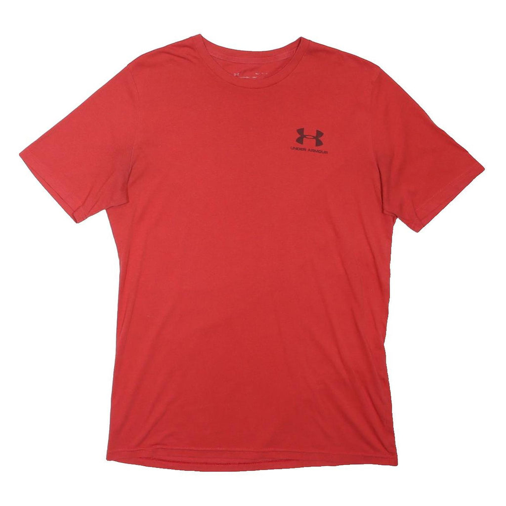 UNDER ARMOUR Mens Red Cotton Blend T-Shirt M Short Sleeve Crew Neck Performance