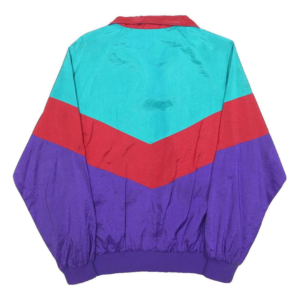 DUCKSTER Womens Blue & Red Purple Colourblock Nylon Zip Jacket L Lightweight