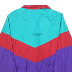 DUCKSTER Womens Blue & Red Purple Colourblock Nylon Zip Jacket L Lightweight
