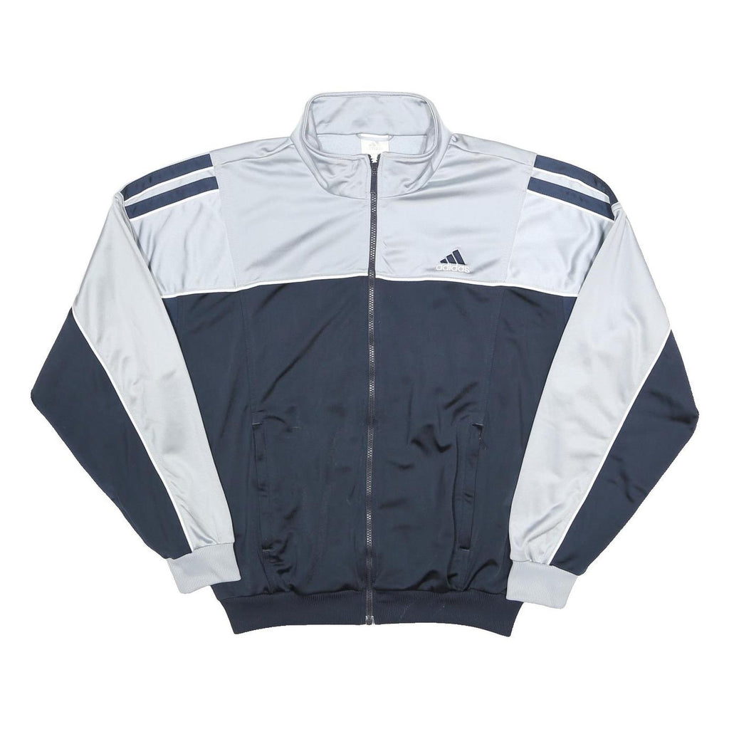 ADIDAS Mens Blue & Grey Athletic Jacket L Polyester Zip Track Sports Casual