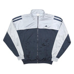ADIDAS Mens Blue & Grey Athletic Jacket L Polyester Zip Track Sports Casual