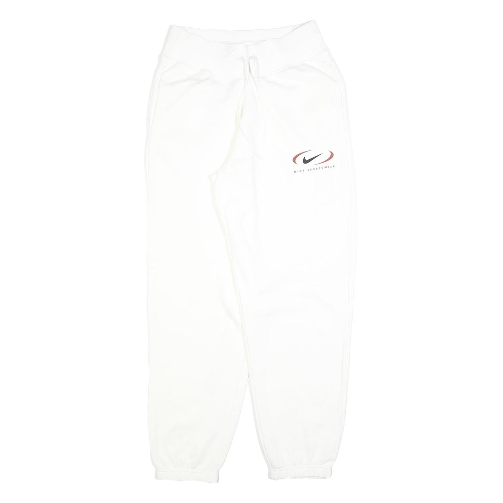 NIKE Mens Joggers White S W26 L28 Cotton Blend Regular Tapered Drawstring