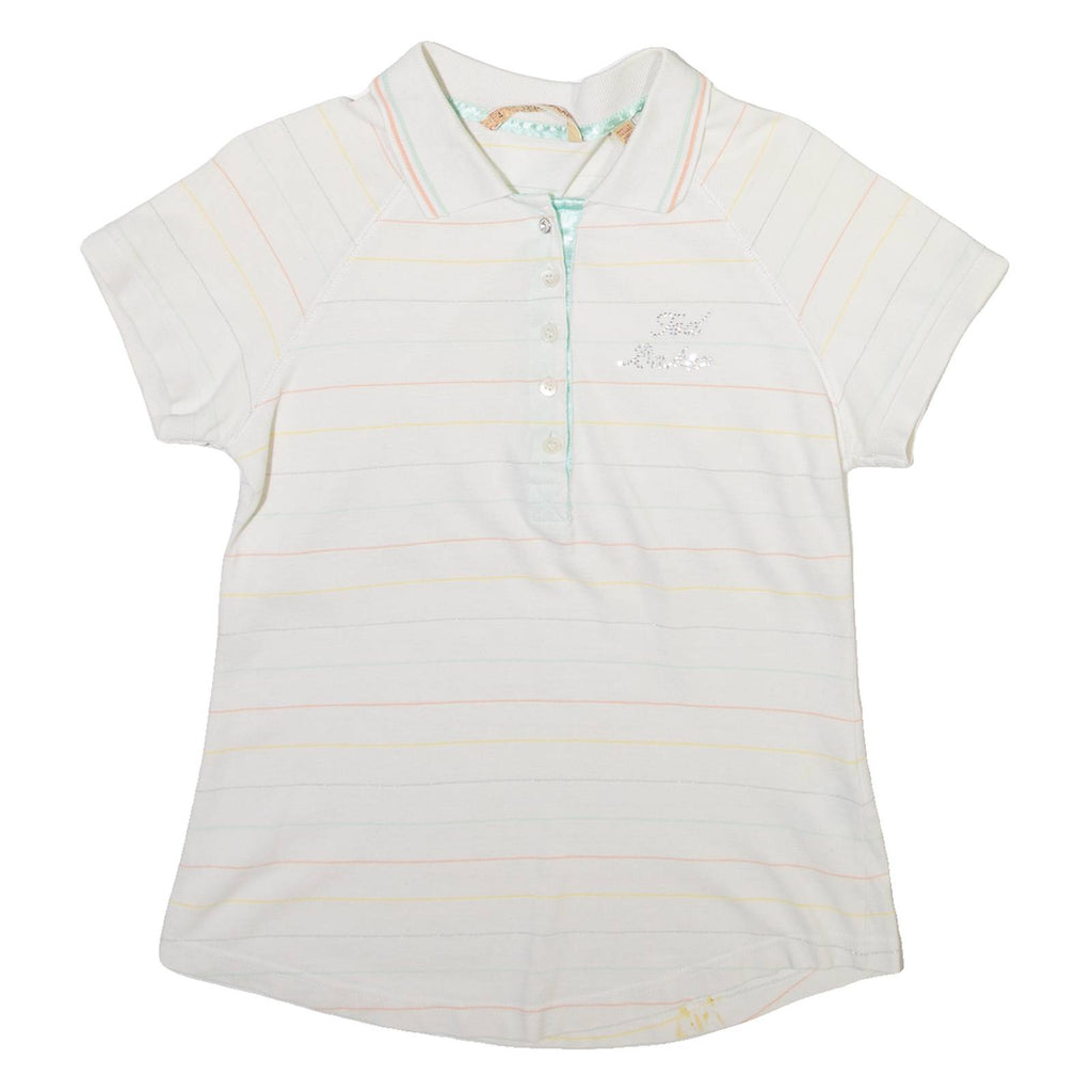 TED BAKER Womens Polo Shirt White Striped M