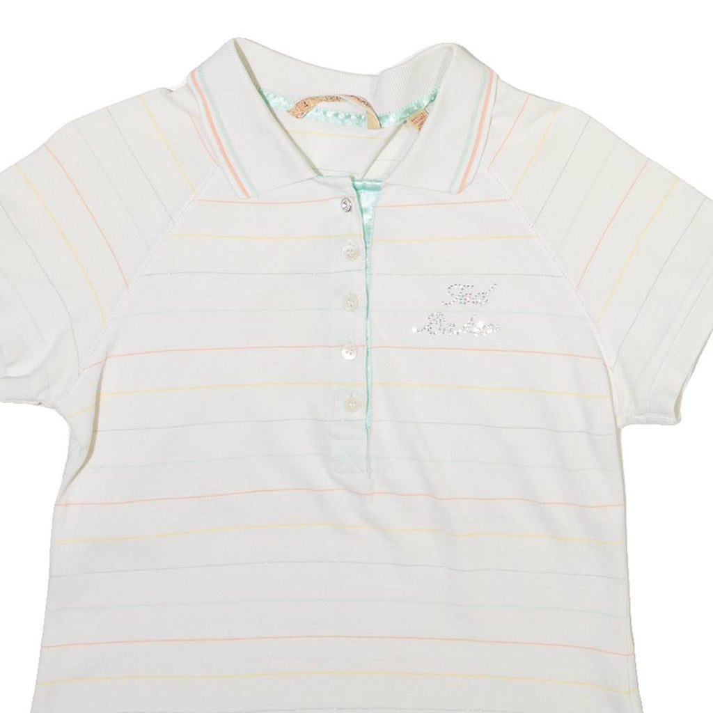 TED BAKER Womens Polo Shirt White Striped M