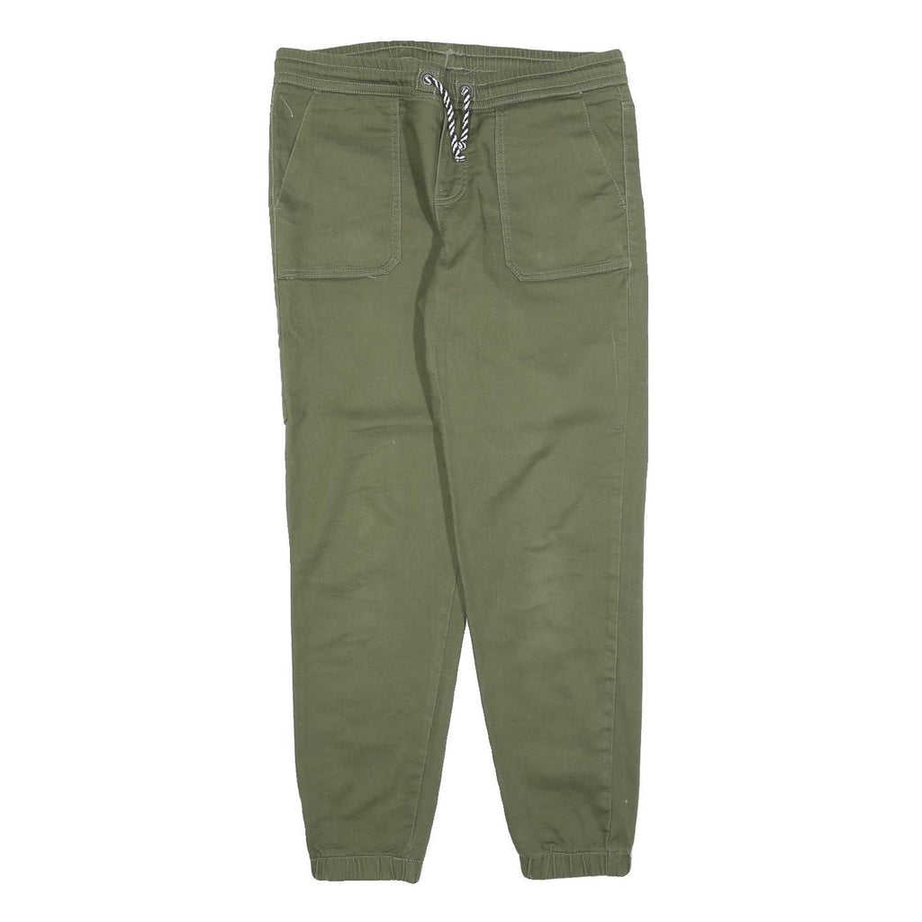 BLUE MOTION Mens Cotton Blend Olive Regular Fit Drawstring Trousers W32 L28